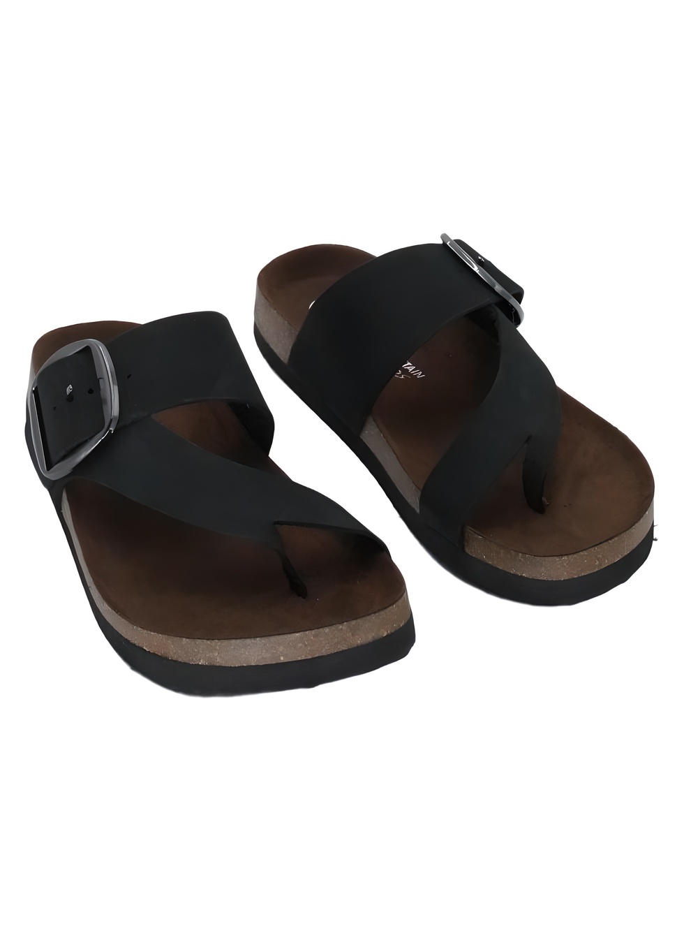 White Mountain Harley Black Nubuck Leather Slide Sandals Size 6M